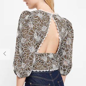 Express Embroidered Eyelet Open Back Top